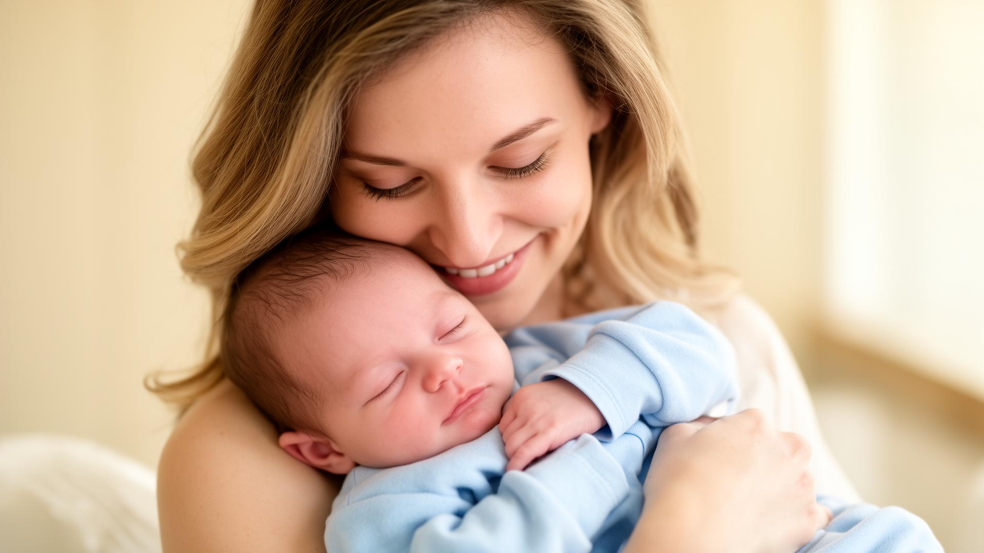 Mother holding her newborn